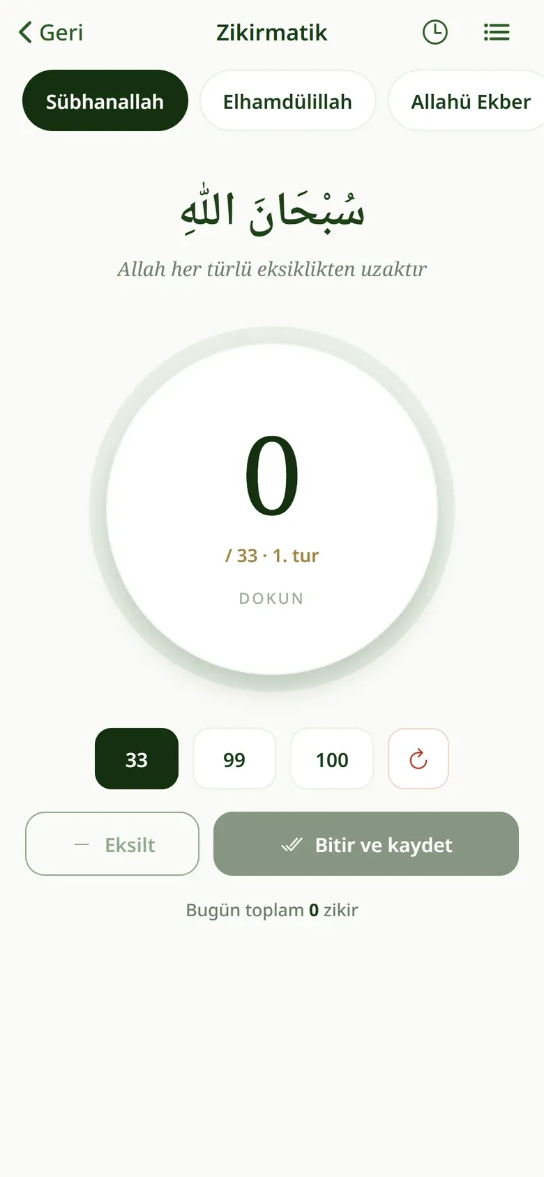 Zikirmatik: Sübhanallah, sayaç ve hedef